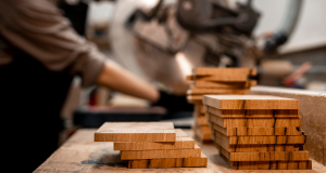 Stacked superwood showing its strength, durability & potential as a steel replacement.